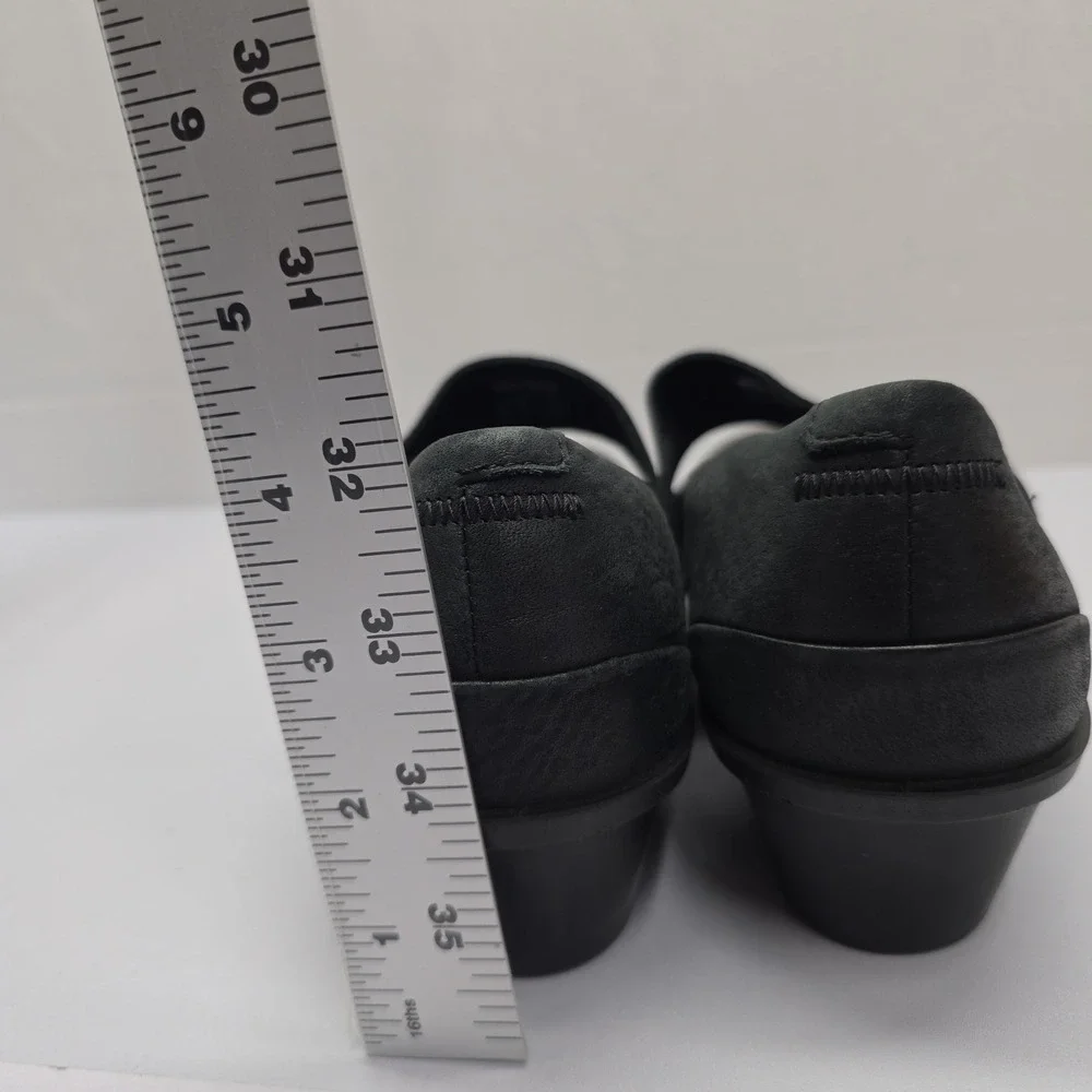 ECCO Felicia Black Leather Mary Jane Wedge Shoes 28604302001 Size 38 US 7-7.5